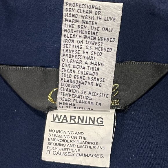 ELITE CHAMPAGNE Rare Find Vintage Blazer Embroider Cutouts Rhinestones, Navy -12 - Picture 11 of 11